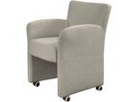 Sessel EXXPO - SOFA FASHION "Cortado, Loungesessel auf Rollen, schmale Armlehnen, bequem", beige (taupe), B:66cm H:85cm, Webstoff fein (Zusammensetzung: 95% PES, 10 NY), Sessel, Sessel, hohe Bodenfreiheit, schöne Detailverarbeitung