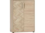 Aktenschrank SCHILDMEYER "AREZZO, Höhe 150 cm, 2 Türen, Fischgräten Dekor, MADE IN GERMANY", eiche hell, fischgräte, B:80,1cm H:113,4cm T:38,2cm, FSC-zertifizierter Holzwerkstoff, Schränke, Aktenschrank, Linke Tür in Fischgräten Dekor, MADE IN GERMANY