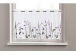 Scheibengardine OTTO HOME "Bille" Gr. 4, lila, B:120cm H:45cm, Voile, Polyester, Gardinen, Scheibengardine, transparent, mit einseitiger Stickerei, waschbar, Blumen, Topseller