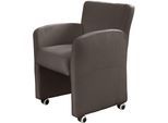Sessel EXXPO - SOFA FASHION "Cortado, Loungesessel auf Rollen, schmale Armlehnen, bequem", braun, B:66cm H:85cm, Samtvelour (Zusammensetzung: 100% PES), Sessel, Sessel, hohe Bodenfreiheit, schöne Detailverarbeitung