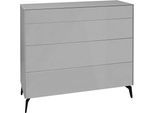 Kommode MÄUSBACHER "Imola", grau (kreidegrau matt lack, glas kreidegrau glanz), B:121cm H:102cm T:42cm, Sideboards, Kommode, 2-Schubladen Kommode