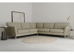 Ecksofa OTTO HOME "MARSEILLE 278/278 cm, L-Form, Webstoff, Flachgewebe, Filzoptik", braun (latte), B:278cm H:88cm T:278cm, 85% Polypropylene, 15% Polyester, Sofas, Ecksofa, gleichschenklig, Massivholzbeine, Landhausstil, Wellenunterfederung