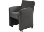 Sessel EXXPO - SOFA FASHION "Cortado, Loungesessel auf Rollen, schmale Armlehnen, bequem", grau (antrazith), B:66cm H:85cm, Samtvelours (Zusammensetzung: 100% PES), Sessel, Sessel, hohe Bodenfreiheit, schöne Detailverarbeitung