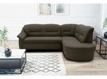 Ecksofa DOMO COLLECTION "Faenza für kleine Räume, Stellmaße 232x176cm, komfortabel, L-Form", grau (grau, braun), B:232cm H:88cm T:176cm, 100% Polyester, Sofas, Ecksofa, mit Ottomane, zeitlos, elegante Armlehnen, wahlweise mit Bettfunktion