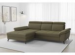 Ecksofa SIT & MORE "Vanity L-Form, B: 264 cm, Leder", grün (olive), B:264cm H:84cm T:181cm, Sofas, Ecksofa, Inkl.Sitz-,Kopf-und Armteilverstellung