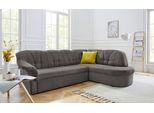 Ecksofa DOMO COLLECTION "Pegnitz, zeitlose und elegante Rückensteppung, Breite 246cm, L-Form", grau (stone), B:246cm H:82cm T:180cm, 95% Polyester, 5% Nylon, Sofas, Ecksofa, wahlweise mit Bettfunktion