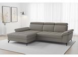Ecksofa SIT & MORE "Vanity L-Form, B: 264 cm, Leder", beige (delphine), B:264cm H:84cm T:181cm, Sofas, Ecksofa, Inkl.Sitz-,Kopf-und Armteilverstellung