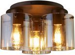 SEARCHLIGHT Deckenleuchte "Sweden 3LT Flush", braun (mokka), 3, Ø 39cm H: 21cm, 1 Stk., Leuchten, Deckenleuchte