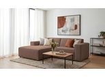 Ecksofa OTTO HOME "Avelin, 228 cm, L-Form, Chenille, Struktur-Boucle", braun, B:228cm H:75cm T:156cm, 100% Polyester, Sofas, Ecksofa, mit Wellenunterfederung, Kedernaht, bodentief, Skandi-Design