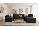 Wohnlandschaft OTTO HOME "Citry", grau (anthrazit), B:309cm H:88cm T:224cm, 100% polyester, Sofas, Wohnlandschaft, Breite 309 cm, Chenille, Bettfunktion, Bettkasten, U-Form