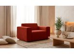 Loveseat OTTO HOME "Avelin, 1.5 Sitzer, 140 cm, Chenille, Struktur-Boucle", rot (brick rot), B:140cm H:75cm T:96cm, 100% polyester, Sessel, Loveseat, mit Wellenunterfederung, Kedernaht, bodentief, Skandi-Design