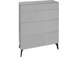 Kommode MÄUSBACHER "Imola", grau (kreidegrau matt lack, glas kreidegrau glanz), B:82cm H:102cm T:42cm, Sideboards, Kommode, Mäusbacher Kommode mit Glasfront und Glasoberplatte