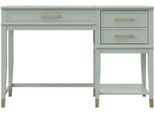 Schreibtisch DOREL HOME "Westerleigh", grün (blassgrün, goldfarben, blassgrün, goldfarben, blassgrün), B:117cm H:77cm T:51cm, Tische, Schreibtisch, höhenverstellbar, mit 2 Schublade, Beine Massivholz, Griffe aus Metall