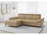 Ecksofa SIT & MORE "Vanity L-Form, B: 264 cm, Leder", beige (cappucino), B:264cm H:84cm T:181cm, Sofas, Ecksofa, Inkl.Sitz-,Kopf-und Armteilverstellung