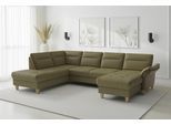 Wohnlandschaft SIT & MORE "Pamela, U-Form, B: 292 cm, Leder", olive, B:292cm H:90cm T:212cm, Sofas, Wohnlandschaft