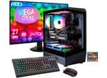 GAMEMAX Gaming-PC-Komplettsystem "MegaDeal VISTA COC 8145 AMD Ryzen 7 5700X 16GB 480GB SSD RTX 5060", Energieeffizienz: D (A-G), schwarz, Microsoft Windows 11 Home (64 Bit), 16 GB RAM 480 GB SSD, Computer_Komplettsysteme, Windows 11 + MSI PRO MP272L LCD-Monitor, 68,6cm (27")