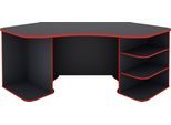 Gamingtisch BYLIVING "Thanatos", rot (anthrazit, rot, anthrazit, rot, anthrazit, rot), B:198cm H:76cm T:85cm, Tische, Breite 198 cm, moderner Eckschreibtisch