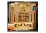 ARTSAUNA® Infrarotkabine Malmö140 Natur - Hemlock Holz, Vollspektrumstrahler mit Dimmer, LED-Farblichttherapie, 3 Personen, 140x140x190 cm, 2530 W
