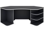 Gamingtisch BYLIVING "Thanatos", grau (anthrazit, weiß, anthrazit, weiß, anthrazit, weiß), B:198cm H:76cm T:85cm, Tische, Breite 198 cm, moderner Eckschreibtisch