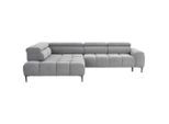 Welnova Ecksofa, Grau, Metall, 4-Sitzer, Ottomane links, L-Form, 300x216 cm, Fsc, Reach, Made in EU, Typenauswahl, Stoffauswahl, Hocker erhältlich, Armteil rechts, Wohnzimmer, Sofas & Couches, Wohnlandschaften, Ecksofas