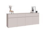 Xora Sideboard, Kaschmir, Kunststoff, 4 Fächer, 4 Schublade(n) Schubladen, 220x80x40 cm, stehend, hängend, Wohnzimmer, Kommoden & Sideboards, Sideboards