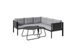 Ambia Garden Loungegarnitur, Grau, Schwarz, Metall, Textil, 5-teilig, Füllung: Polyester,Schaumstoff, 186.5x186.5 cm, Loungemöbel, Gartenlounge-Sets