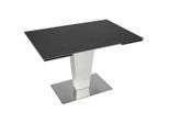 Novel Esstisch, Anthrazit, Edelstahl, Metall, Keramik, rechteckig, Säule, Bodenplatte, 80x76x120-179 cm, ausziehbar, Esszimmer, Tische, Esstische, Esstische ausziehbar