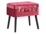 Xora Hocker, Schwarz, Bordeaux, Holz, Textil, Kiefer, rechteckig, 50x46x35 cm, Stauraum, Wohnzimmer, Hocker, Sitzhocker