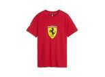 T-Shirt PUMA "Scuderia Ferrari Coloured Shield T-Shirt Jugendliche", Kinder, Gr. 140, rosso corsa rot, Obermaterial: 100% Baumwolle. Rippe: 25% Polyester, 75% Baumwolle, regular fit, Rundhals, Shirts T-Shirt