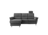 Livetastic , Anthrazit , Textil , Uni , Ottomane links, L-Form , 231x165 cm , Made in EU , Rücken echt, USB-Anschluss, Herz-Waage-Funktion, USB-C-Anschluss ,