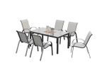 Gardenson , Silberfarben , Metall, Textil , Uni , Stühle stapelbar, Tische mit Glasplatte ,