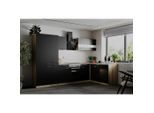 Respekta , Schwarz , Holzwerkstoff , 2 Schublade(n),1 Schublade(n) Schubladen , seitenverkehrt montierbar, L-Form, nur wie online abgebildet bestellbar , A , 310x172 cm , links aufbaubar, rechts aufbaubar ,