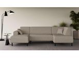 Wohnlandschaft OTTO HOME "ARROS U-Form mit Wellenunterfederung, Maße B/T/H: 300/163/81 cm", grau (taupe), B:300cm H:81cm T:163cm, 100% Polyester, Sofas, Wohnlandschaft, incl. Zierkissen, mit Recamiere links/rechts bestellbar, auch in Cord