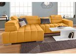 Ecksofa EXXPO - SOFA FASHION "Elias, aktuelle Kreuzsteppung im Sitz, bequem, Breite 307cm, L-Form", gelb (mustard), B:307cm H:94cm T:201cm, Struktur ( 100% Polyester), Sofas, Ecksofa, mit Kopf- bzw. Rückenverstellung, wahlweise mit Bettfunktion