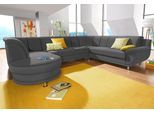 Wohnlandschaft TRENDMANUFAKTUR "Rondo, wahlweine mit Federkern, Breite 320cm, U-Form", grau (anthrazit), B:320cm H:85cm T:94cm, Softlux-Kunstleder;Primabelle-Microfaser;NaturLeder (handschuhweiches Rindsleder in Sitz und Rücken mit SOFTLUX-Kunstleder als Korpus-Bezug);Struktur (23% Polyacryl, 77% Polyester), Sofas, Wohnlandschaft, inkl.Federkern und mit Bettfunktion