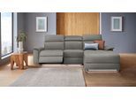 Ecksofa OTTO HOME "Pareli, L-Form, 259cm,m. Recamiere, Echtleder, Kunstleder, Webstoff", grau, B:259cm H:98cm T:163cm, Webstoff (95% Polyester 5%Nylon), Sofas, Ecksofa, man. o. elektr. Relaxfunktion, USB/Kopfteilverstellg u. LED