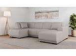 Wohnlandschaft OTTO HOME "BORNHOLM U-Form mit Recamiere rechts/links, B/T/H: 300/162/85 cm", beige, B:300cm H:85cm T:162cm, 100% Polyester, Sofas, Wohnlandschaft, U-Form mit Wellenunterfederung, Recamiere rechts oder links bestellbar