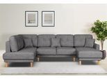 Wohnlandschaft OTTO HOME "TRIPLO U-Form wahlweise mit Schlaffunktion, B/T/H: 310/192/90 cm", grau, B:310cm H:90cm T:192cm, 100% Polyester, Sofas, Wohnlandschaft, Schlafsofa, auch mit Bettkasten, Steppung im Rückenkissen