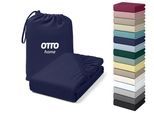 Spannbettlaken OTTO HOME "Cremona, Basic & Premium Qualität mit Elasthan", blau (marine), B:180cm L:200cm, Jersey (180 g/m²), Obermaterial: 96% Baumwolle, 4% Elasthan, Bettlaken, Spannbettlaken, Bettlaken für Matratzen von 20-25 cm Höhe, 96% Baumwolle & 4% Elasthan