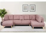 Wohnlandschaft OTTO HOME "TRIPLO U-Form wahlweise mit Schlaffunktion, B/T/H: 310/192/90 cm", rosa (flamingo), B:310cm H:90cm T:192cm, 92% Polyester, 8% Nylon, Sofas, Wohnlandschaft, Schlafsofa, auch mit Bettkasten, Steppung im Rückenkissen