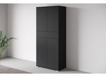 Aktenschrank OTTO HOME "Kenia, Stauraumschrank 80 cm breit mit Schublade", graphite schwarz matt, B:80cm H:178,9cm T:39,5cm, FSC-zertifizierter Holzwerkstoff, Hartfaserplatte, Kunststoff, Schränke, Aktenschrank, Griffloses Design mit Push-to-Open und verstellbaren Einlegeböden
