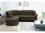 Ecksofa DOMO COLLECTION "Faenza für kleine Räume, Stellmaße 232x176cm, komfortabel, L-Form", grau (grau, braun), B:232cm H:88cm T:176cm, 100% Polyester, Sofas, Ecksofa, mit Ottomane, zeitlos, elegante Armlehnen, wahlweise mit Bettfunktion
