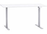 Schreibtisch SCHILDMEYER "METZ, elektrisch verstellbar, modernes Design, MADE IN GERMANY", weiß (mattweiß, silber, mattweiß), B:138cm H:72,7cm T:60cm, Tische, Schreibtisch, Memospeicherplätze für Höhenverstellung, MADE IN GERMANY