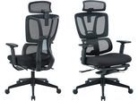 Bürostuhl OTTO HOME "ZELLINA", schwarz (weiß, neutral), B:73cm T:73cm, Metall, Nylon, Stühle, Bürostuhl, mit Lordosenstütze, atmungsaktiver Sitz, ausziehbares Fussteil