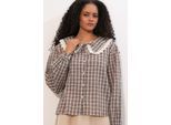 Damen Karo Viskose Popeline-Shirt