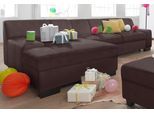 Ecksofa DOMO COLLECTION "Norma, elegant & modern, mit flachen Armlehnen, Breite 268cm, L-Form", braun (mokka), B:268cm H:74cm T:153cm, NaturLEDER in Sitz und Rücken. Korpus in passendem Kunstleder SOFTLUX bezogen;Struktur (90% Polyester, 10% Polyacryl);Mosel Struktur (100% Polyester);Kunstleder SOFTLUX;Microfaser-PRIMABELLE (100% Polyester), Sofas, Ecksofa, wahlweise mit Bettfunktion