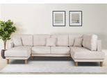 Wohnlandschaft OTTO HOME "TRIPLO U-Form wahlweise mit Schlaffunktion, B/T/H: 310/192/90 cm", beige, B:310cm H:90cm T:192cm, 88% Polyester, 9% Rayon, 3% Nylon, Sofas, Wohnlandschaft, Schlafsofa, auch mit Bettkasten, Steppung im Rückenkissen