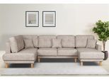 Wohnlandschaft OTTO HOME "TRIPLO U-Form wahlweise mit Schlaffunktion, B/T/H: 310/192/90 cm", beige (creme), B:310cm H:90cm T:192cm, 100% Polyester, Sofas, Wohnlandschaft, Schlafsofa, auch mit Bettkasten, Steppung im Rückenkissen