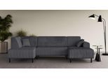 Wohnlandschaft OTTO HOME "ARROS U-Form mit Wellenunterfederung, Maße B/T/H: 300/163/81 cm", grau (anthrazit), B:300cm H:81cm T:163cm, 100% Polyester, Sofas, Wohnlandschaft, incl. Zierkissen, mit Recamiere links/rechts bestellbar, auch in Cord