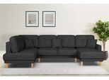 Wohnlandschaft OTTO HOME "TRIPLO U-Form wahlweise mit Schlaffunktion, B/T/H: 310/192/90 cm", schwarz, B:310cm H:90cm T:192cm, 100% Polyester, Sofas, Wohnlandschaft, Schlafsofa, auch mit Bettkasten, Steppung im Rückenkissen